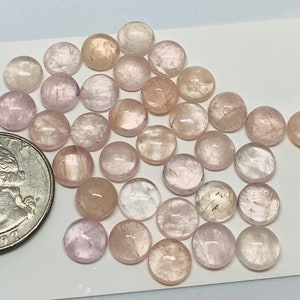 Morganite Round Cabochon • 8 mm Size  • Pack of 4  Pcs •  AAA Quality • Natural Morganite Round Cabochon • Morganite Cabs