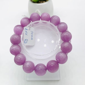 Kunzite Bracelet - 14 mm Size - Code# B2  - AAA Quality - Natural Kunzite Round Bracelet - Length 7.5 Inch
