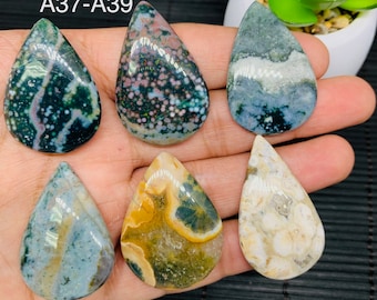 Natural Ocean jasper Cabochons,Ocean jasper Gemstone,Ocean jasper Loose Stone,Ocean jasper Semi Precious jewelry 49Cts.47X31MM