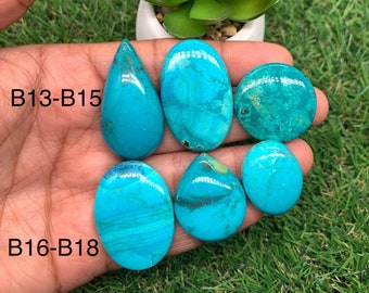 Cabochon di Shattuckite • Codice B13- B18 • Cabochon di Shattuckite naturale • Qualità AAAA • Cabochon di Shattuckite • Ciondolo di Shattuckite
