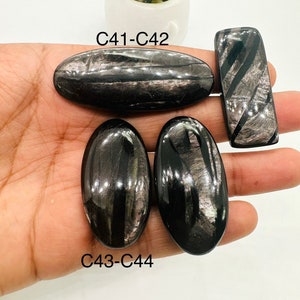 Hypersthene Cabochon Code C41- C44  - AAA Quality - Natural Hypersthene Cabochon - DIY Jewelry - Flat Back Cabochons