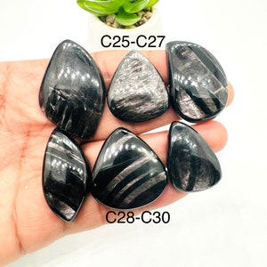 Hypersthene Cabochon Code C25- C30   - AAA Quality - Natural Hypersthene Cabochon - DIY Jewelry - Flat Back Cabochons