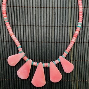 Queen Conch Shell Necklace - AAA Quality • Natural Pink Queen Conch Shell and Turquoise