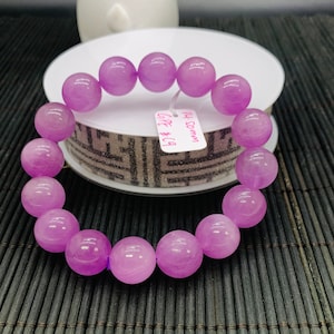 Kunzite Bracelet - 14.50 mm Size - Code# C9  - AAAA Quality - Natural Kunzite Round Bracelet - Length 7.5 Inch