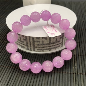 Kunzite Bracelet - 12 mm Size - Code# C8  - AAAA Quality - Natural Kunzite Round Bracelet - Length 7 Inch