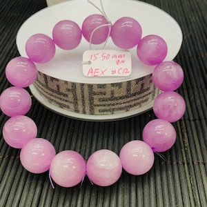 Kunzite Bracelet - 15.50 mm Size - Code# C12  - AAAA Quality - Natural Kunzite Round Bracelet - Length 8 Inch