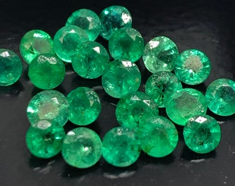 Emerald Round Faceted Cut 3 mm Size - Pack of 4 Pcs - Natural Emerald Cut loose Stone  - Origin Zambia
