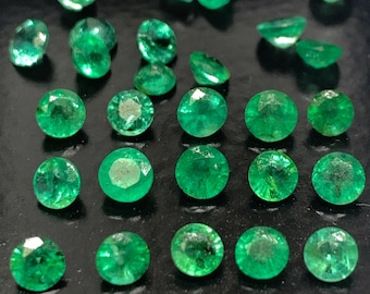 Corte redondeado esmeralda de 3,5 mm tamaño - Paquete de 2 piezas - Piedra suelta de corte esmeralda natural - Origen Zambia