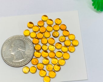 5 mm Citrine Round Cabochons - Pack of 5 pcs- Brandy Color- AAA Quality - Natural Citrine Cabs