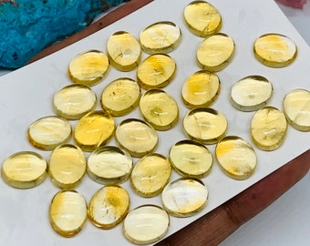 6 Pcs Citrine Cabochon 9x11 mm size Code #C7- AA Quality Citrine Oval Cabochons - Natural Citrine Cabs- Pack of 6 Pieces