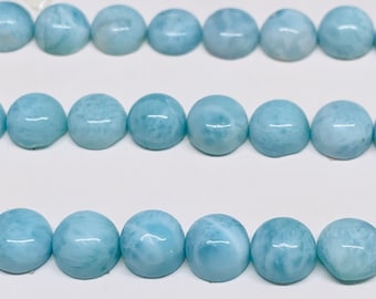 Larimar Cabochon • 6 mm Tamaño • Pack de 4 Piezas • Natural Larimar Round Cabochon • Larimar Cabs • Origen República Dominicana