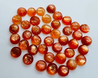 Sunstone cabs 5 mm -Pack of 6 Pieces  -AAA Quality -Natural Sunstone Cabs- Sunstone Round Cabs