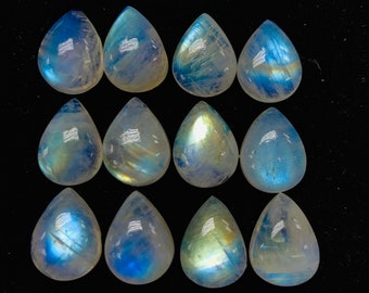 12 x 16 mm maansteen peren cabochon, set van 2 stuks code #MM8 AAA+ kwaliteit - regenboog maansteen cabochon - natuurlijk onbehandeld