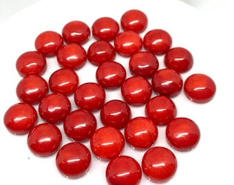 Coral Cabochon Round 6 mm •  Pack of 6 Pcs • AAA Quality • Red Coral Cabs • Coral Gemstone