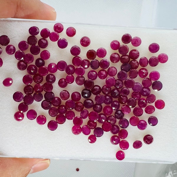 4MM Ruby round Faceted, Natural Ruby Pack of 5 Pc. genuine Ruby loose stone.