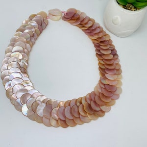 Pink Mother of Pearl Shell Necklace 15 mm Size  - AAA Quality- Length 18 Inch - Pink Mother of Pearl Coin Necklace