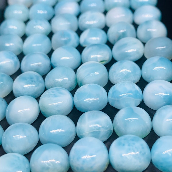 Larimar Cabochon • 8 mm Size • Pack of 2 Pcs • Natural Larimar Round Cabochon • Larimar Cabs • Origin Dominican Republic