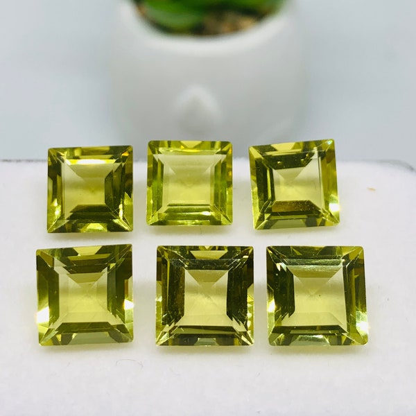 Lemon Quartz 10MM Faceted Square Shape- Pack of 1 Piece - AAA Quality -  loose gemstone, Square faceted, Lemon Quartz.