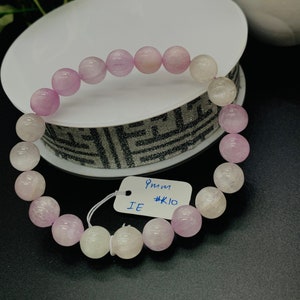 Kunzite Bracelet - 9 mm Size - Code #K10 -  7.5 Inch Length - 5A Quality - Beautiful Purple Color - Natural Kunzite Round Beaded Bracelet
