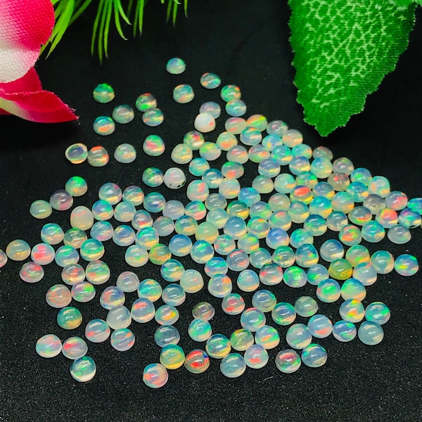 3MM Ethiopian Opal Round Pack 10 Pcs- AAAA Quality (4A Grade) Opal Cabochon - Ethiopian Opal Round Cabochon