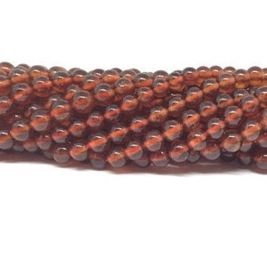 Hessonite Garnet Round Beads 5 mm size - Top Quality Beads- Length 40 cm