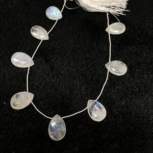 12X18 MM Rainbow Moonstone Faceted Pear briolette shape , Good quality and transparent stones , gemstone briolette