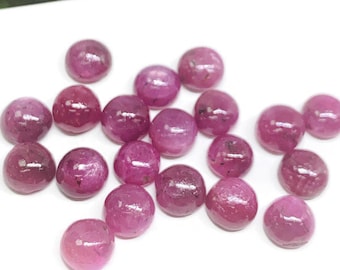 Natuurlijke Ruby Cabochon 7 mm Maat -Pack van 4 stuks - AA Quality- Origin Tanzania- Ruby Round Cabs- Natural Ruby Stones