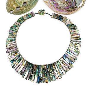 Abalone Shell  Necklace - 16x6 to 40x6 mm Size - AAA Quality-  Hand Braided Beads Pendant Necklace- Irregular Trapezoid Beads Necklace