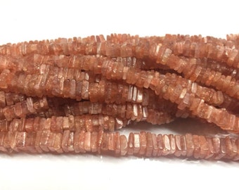 16 Inches Long 8x12mm Gorgeous High Quality Square Smooth Sunstone Bead Strand