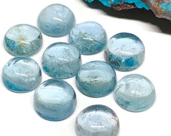Natural Aquamarine Round aaa Quality Cabochon Rose Cut 8 mm 1 Pcs