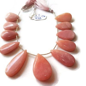 Pink Opal Pear Beads-  Length 8 Inches , Pear shape Size 18X24 - 34X22 MM ,Natural Opal , pink briolettes