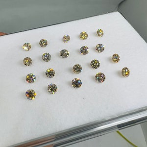 3MM Champagner Farbe Moissanit facettiert rund, Pack von 2 Stück, Moissanit facettiert lose Stein