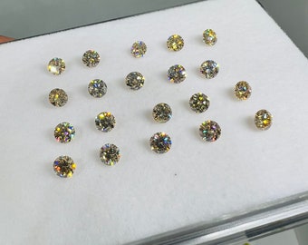 3MM Champagne color Moissanite sfaccettato rotondo, confezione da 2 pezzi, Moissanite sfaccettata pietra sciolta
