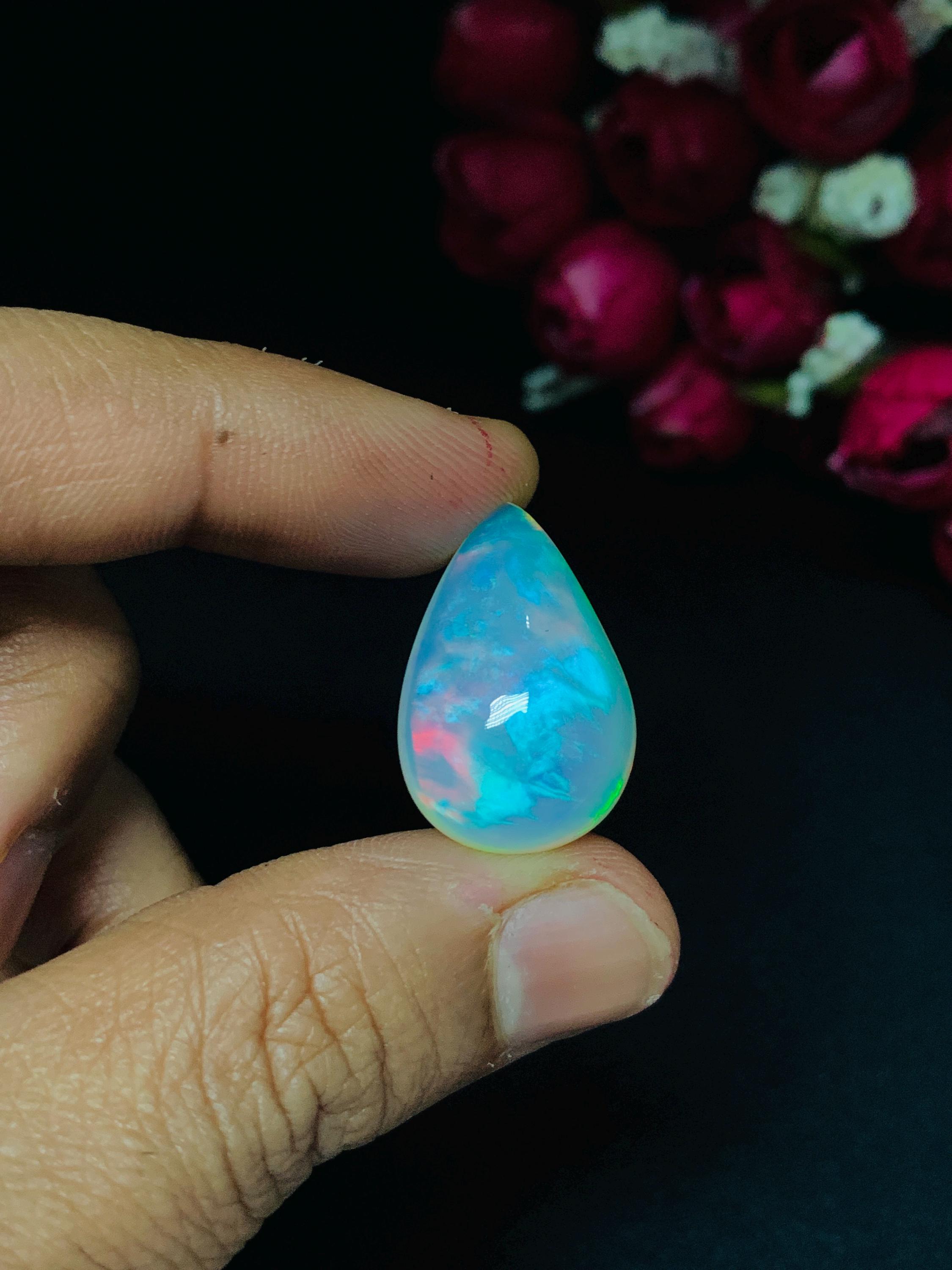 エチオピア産オパールペアカボション 24 x 16 mm サイズ コード #A12