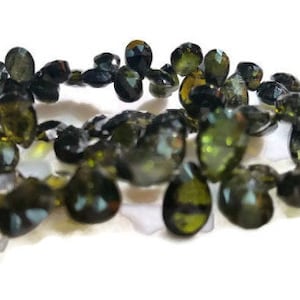 Green Tourmaline Faceted Pear Shape 5x7 - 6x8 MM , Top Quality beads , tourmaline briolette