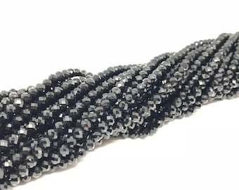 3MM BLACK SPINEL Round faceted , Gemstone faceted Beads, Micro faceted length is 15.5 Inch