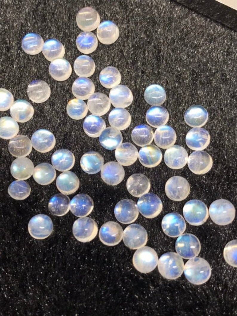 origin India Blue Moonstone 5MM Moonstone Cabs Rainbow Moonstone top Quality Pack of 8Pc blue fire moonstone