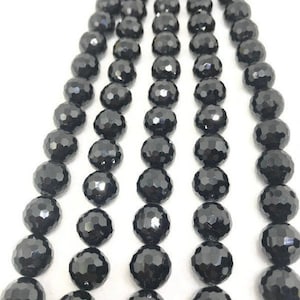10MM Black Spinel Round Faceted Beads, Black spinel Faceted Balls, Length 16&quot; Micro Faceted beads , natural black spinel