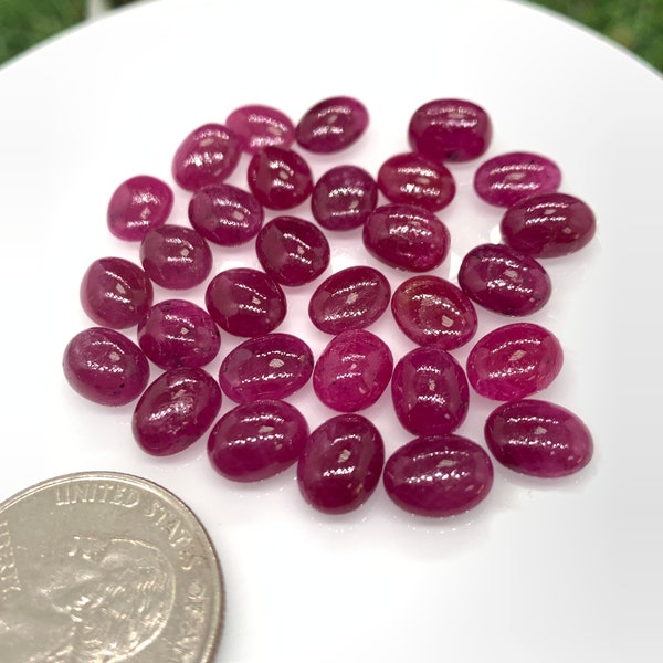 Natural Ruby Cabochon • 7x9 mm Size -Pack of 1 Piece • AAA Quality •  Origin Tanzania • Ruby Oval Cabs- Natural Ruby Stones