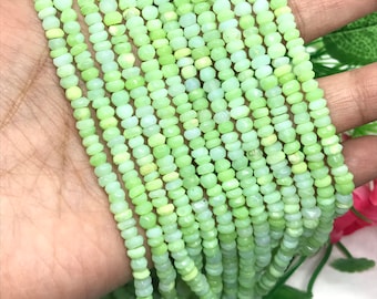 Peruvian green Opal Faceted Rondelles 4MM mm size, Super Quality , Natural Peruvian Opal beads, length 13”