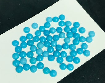 Táxis turquesa de 5mm, táxis turquesa natural - qualidade AAA - táxis de pedras preciosas Pacote de 4 peças 100% turquesa natural - cabochão redondo turquesa