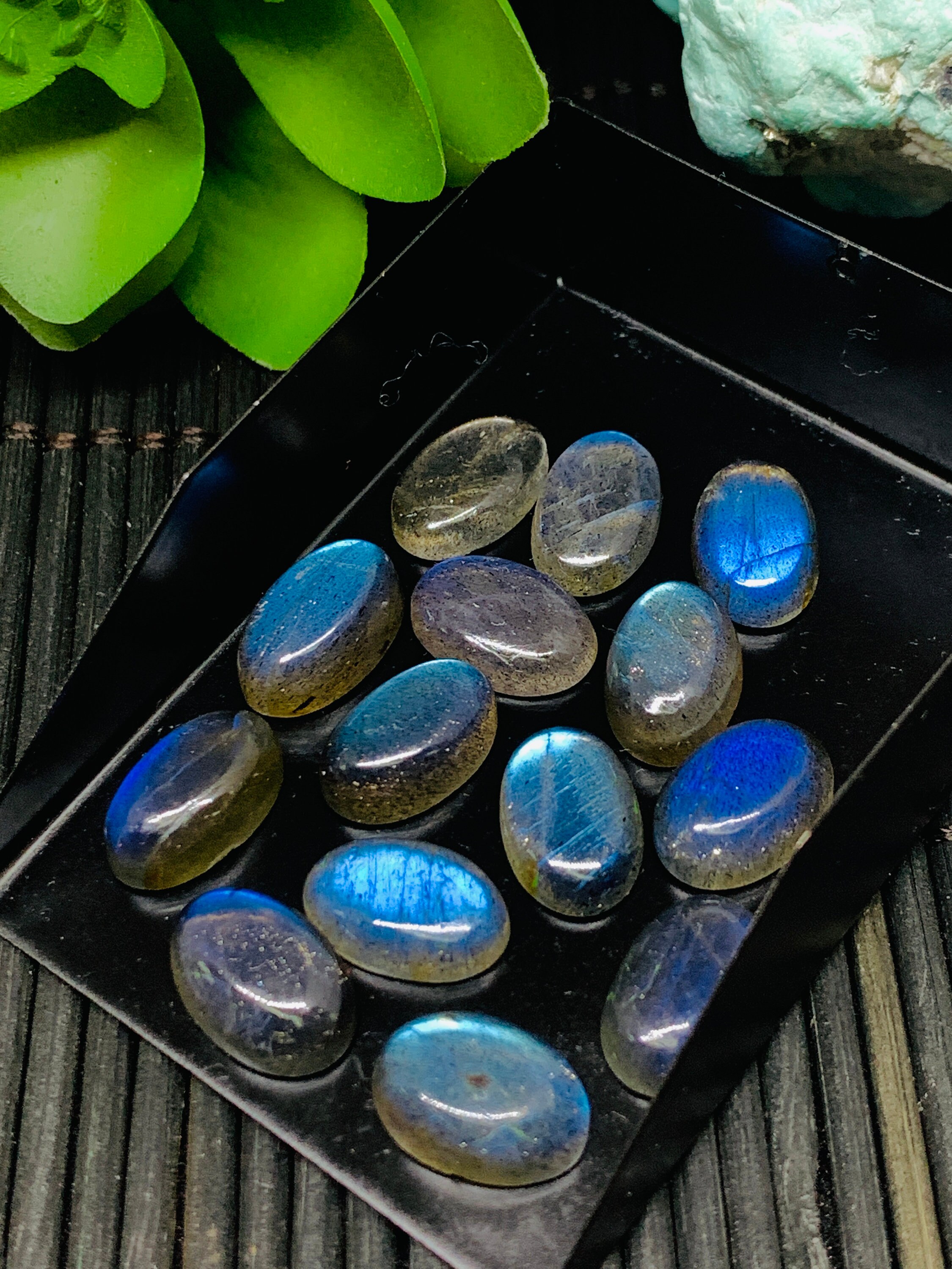 ラブラドライト カボション 8 x 12 mm - 5 個パック - コード #A5