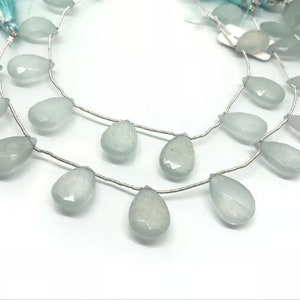 12X18 MM Aqua Jade faceted Pear Briolette 8&quot; Strand, Top Quality pear shape.Gemstone Briolettes