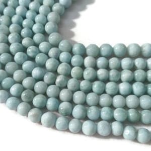 Larimar Round 5MM  Beads 4A Quality, Natural Larimar ,Top Quality Length 40 cm - Larimar Beads , origin Dominican  Republic