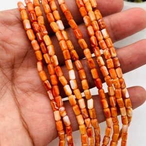 Spiny Oyster Shell  Beads • 3x5 mm Size • 40 cm length • AAA Quality • Natural Spiny Oyster Orange Color • Origin Mexico