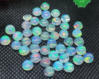 6MM Paquete de ópalo etíope 5 piezas-código #01- Calidad AAAA (4A grado) Opal Cabochon - ópalo etíope redondo cabujón