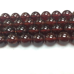 Hessonite Garnet Round Beads 10 mm size - Top Quality Beads- Length 40 cm