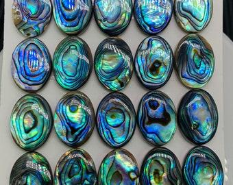 Abalone Shell Oval Cabs- 13x18 mm Size- Pack of 2 Pcs- AAAA Quality-  Natural Abalone Cabochons