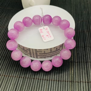 Kunzite Bracelet - 14.50 mm Size - Code# C11  - AAAA Quality - Natural Kunzite Round Bracelet - Length 8 Inch