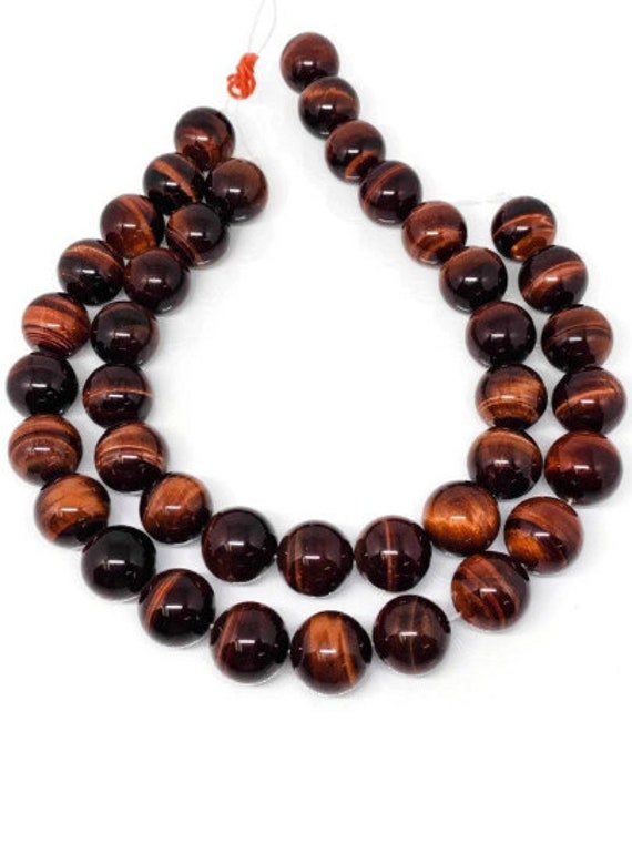 100 Perline In Pietra Naturale Occhio Di Tigre Rosso 8 Mm – Sfuse Per Creazione Gioielli – Con Cordoncino Elastico 10 M Incluso